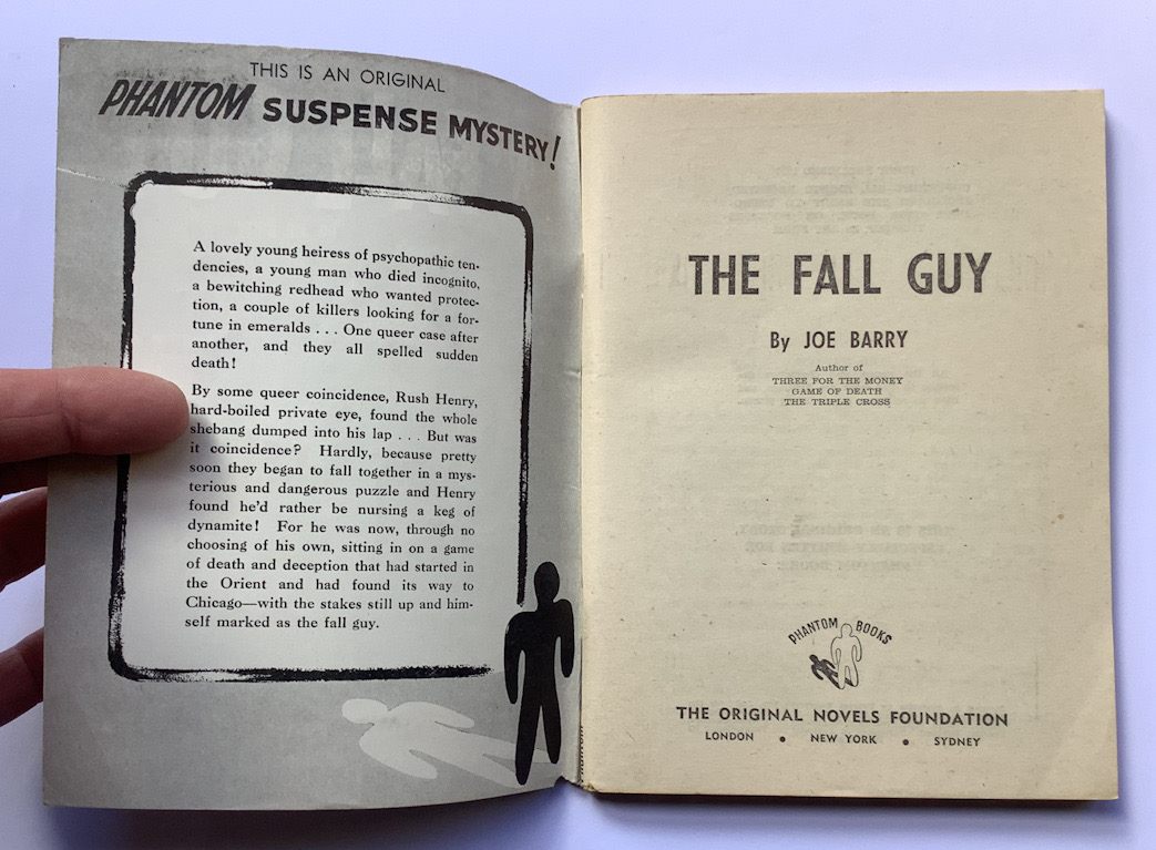 FALL GUY crime pulp fiction book by Joe Barry 1954
